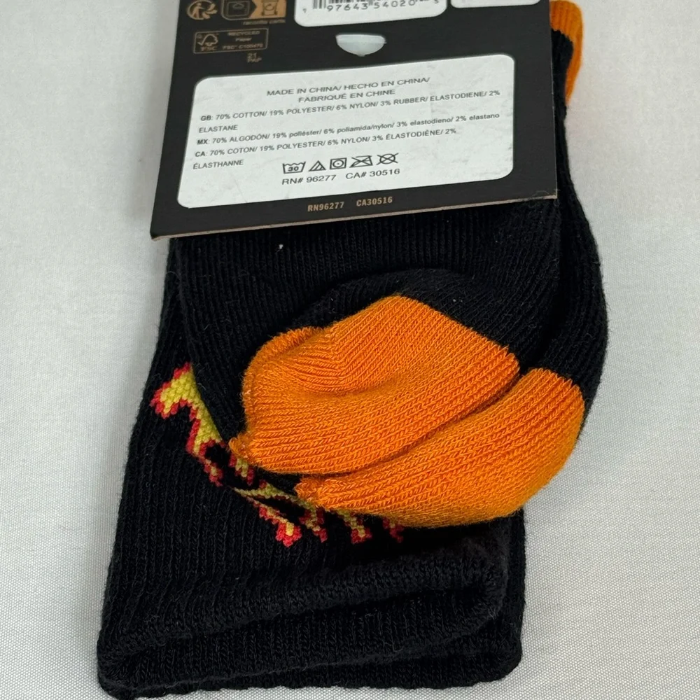 Vans Black Socks with Vibrant Flame Design fits boys shoe size 10-13.5